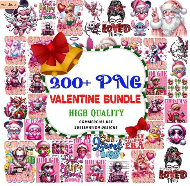 Mas de 200 diseños de dibujos animados de San valentin