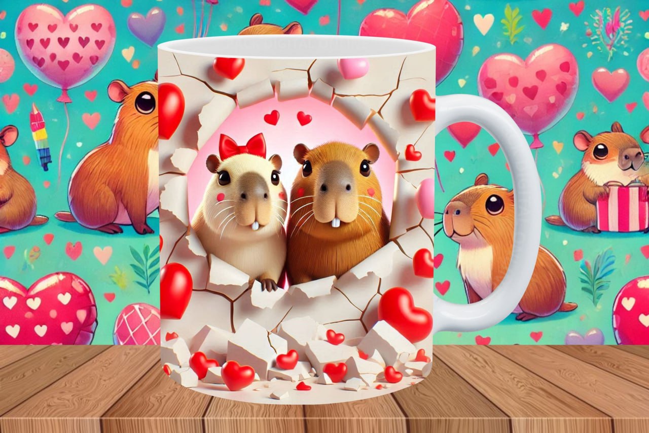 CAPIBARA SAN VALENTIN EFECTO TAZA ROTA - Imagen 4
