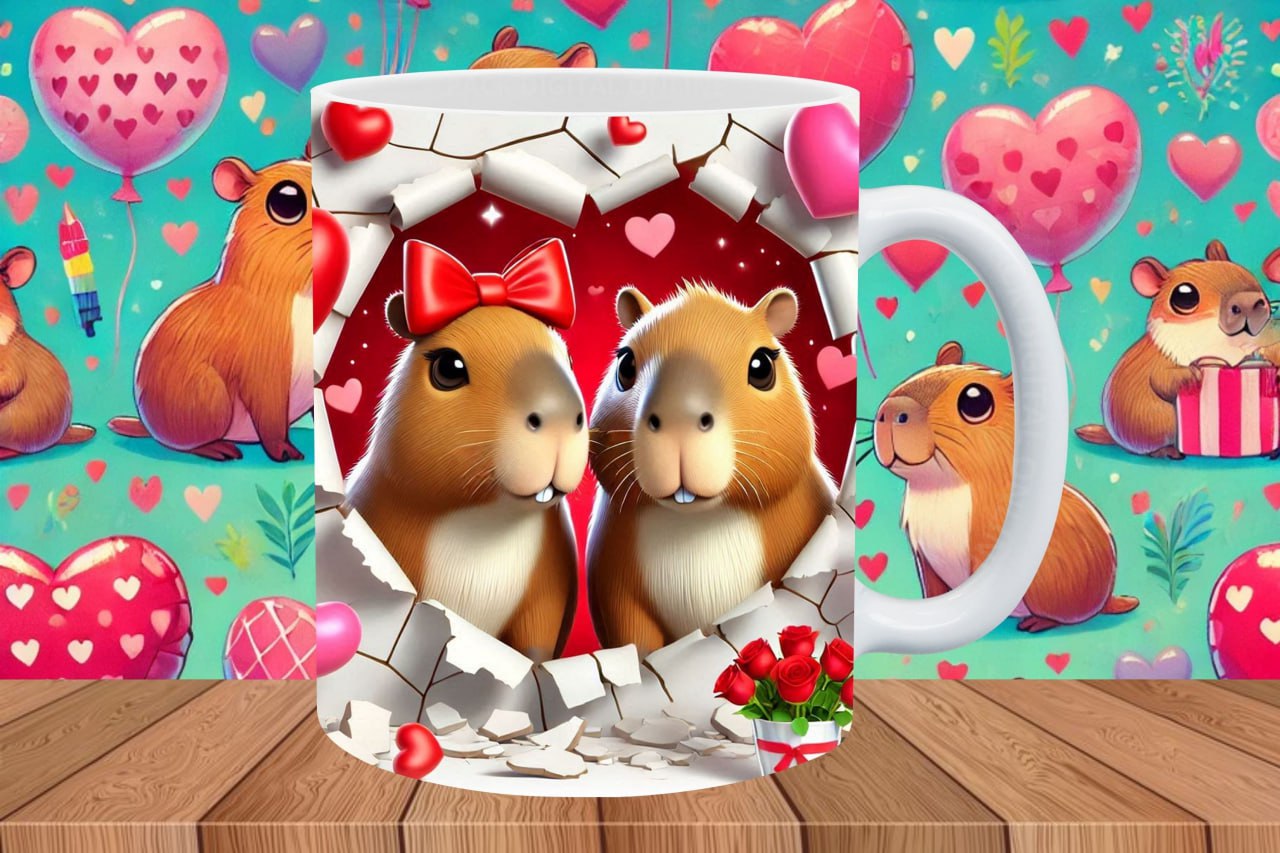 CAPIBARA SAN VALENTIN EFECTO TAZA ROTA - Imagen 5
