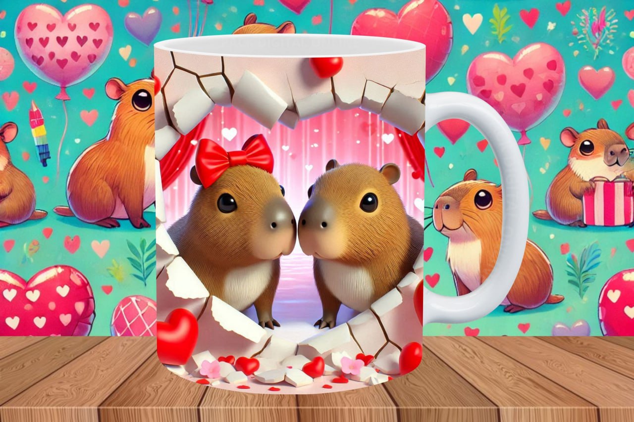 CAPIBARA SAN VALENTIN EFECTO TAZA ROTA - Imagen 6