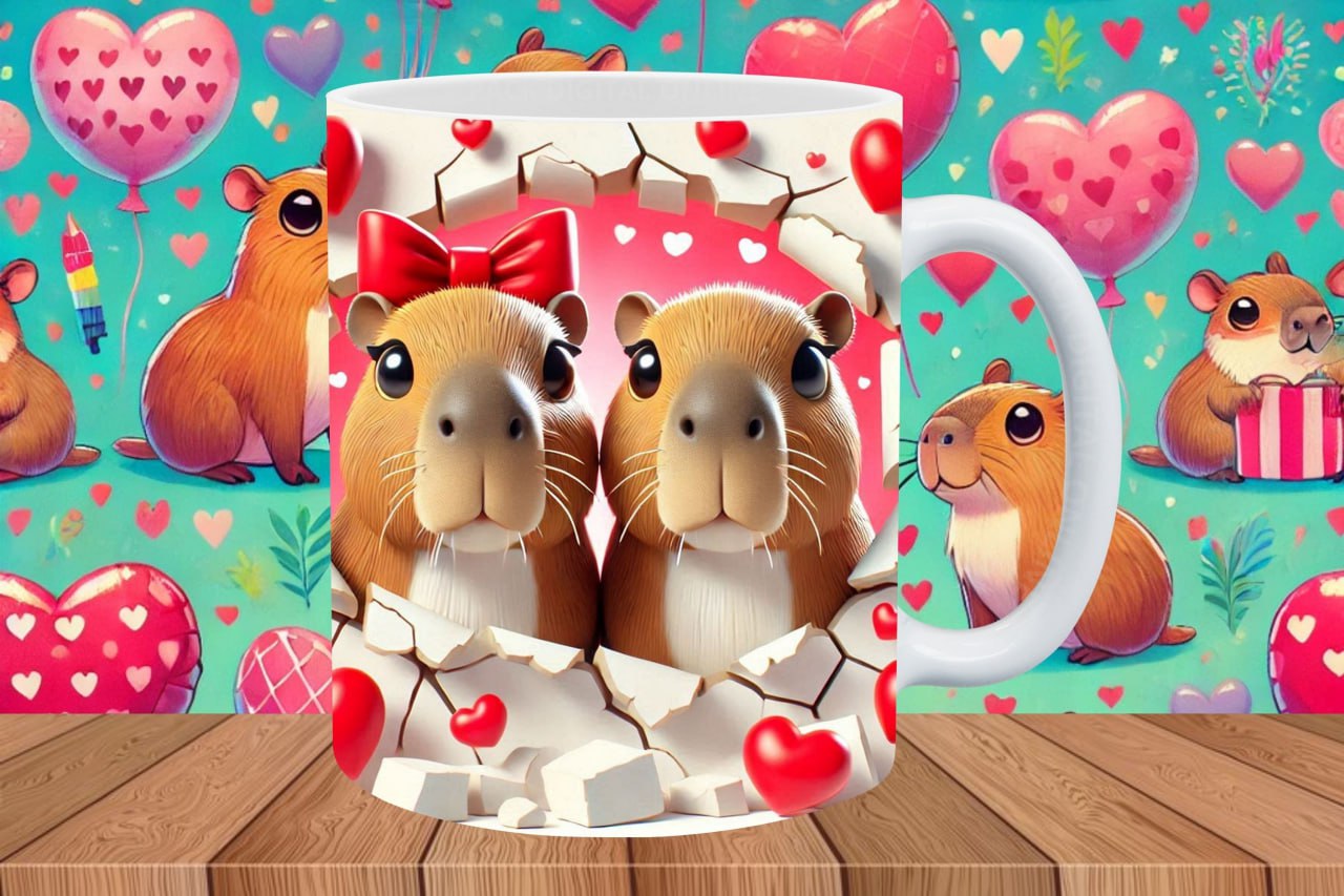 CAPIBARA SAN VALENTIN EFECTO TAZA ROTA - Imagen 7
