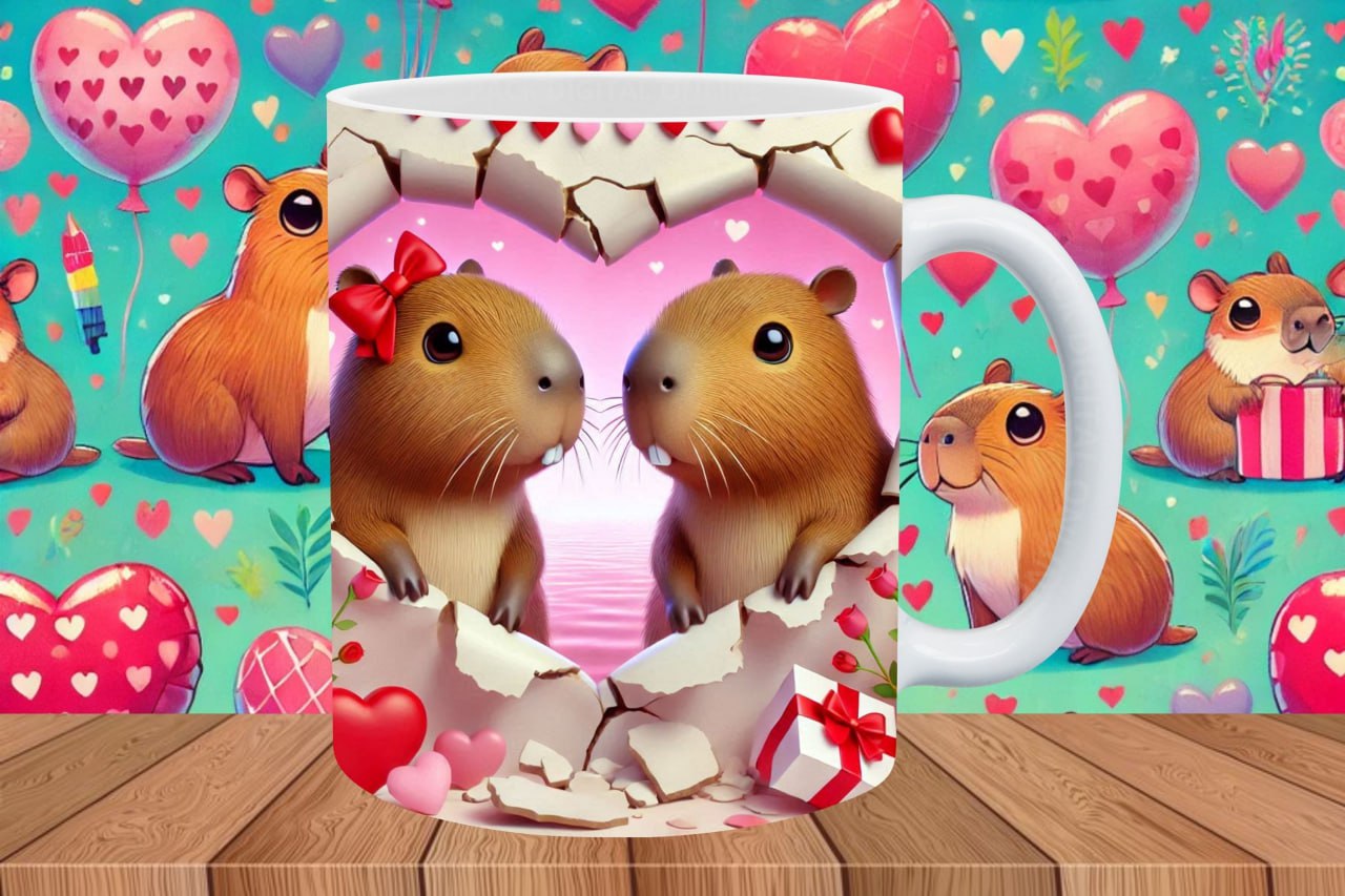 CAPIBARA SAN VALENTIN EFECTO TAZA ROTA - Imagen 8