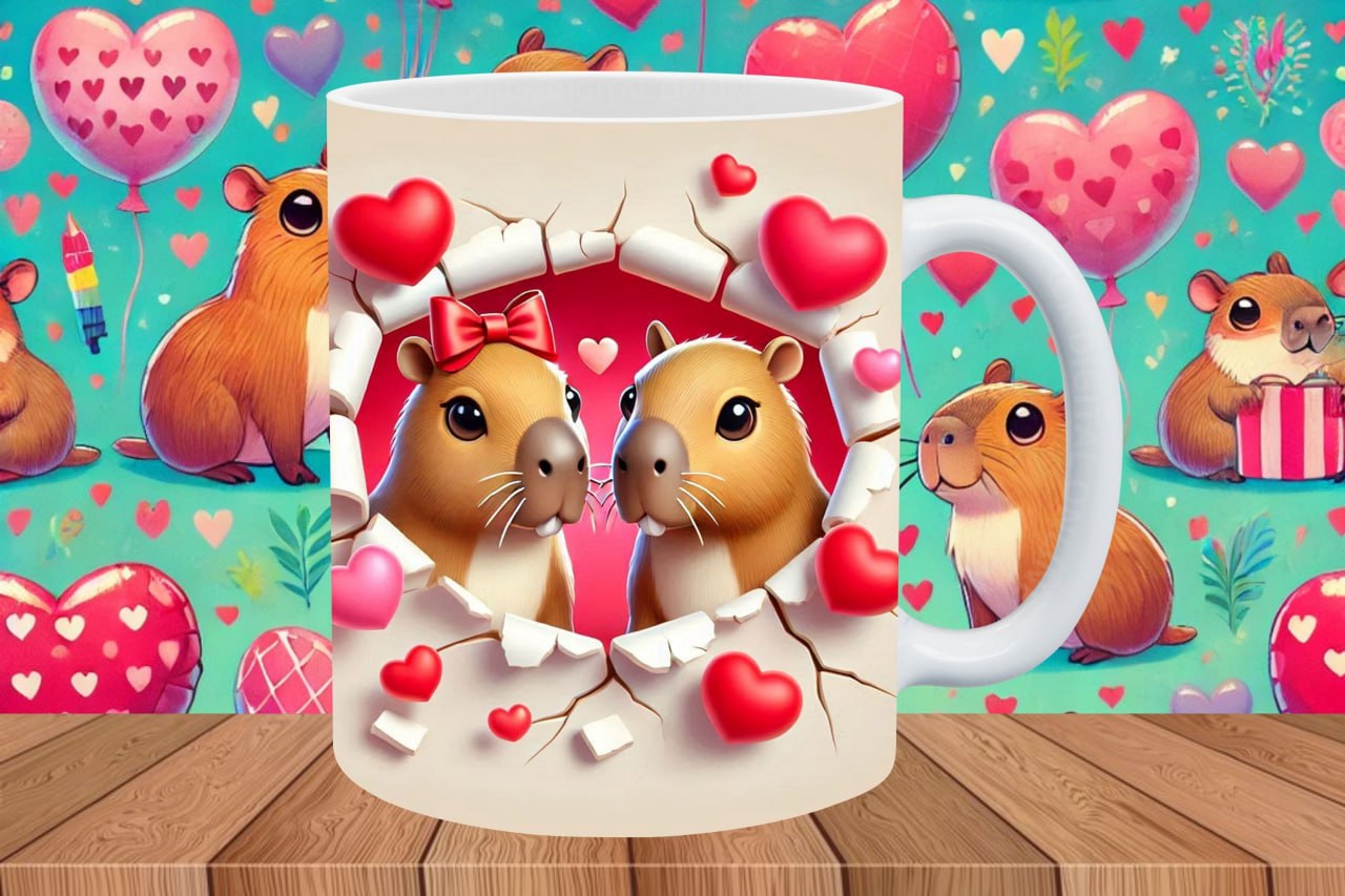 CAPIBARA SAN VALENTIN EFECTO TAZA ROTA - Imagen 2