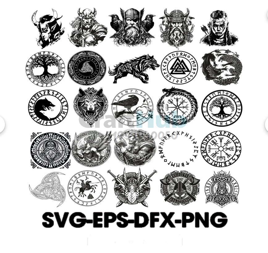 🔥 Pack Exclusivo de Símbolos Vikingos y Nórdicos en SVG, EPS, DXF y PNG 🔥